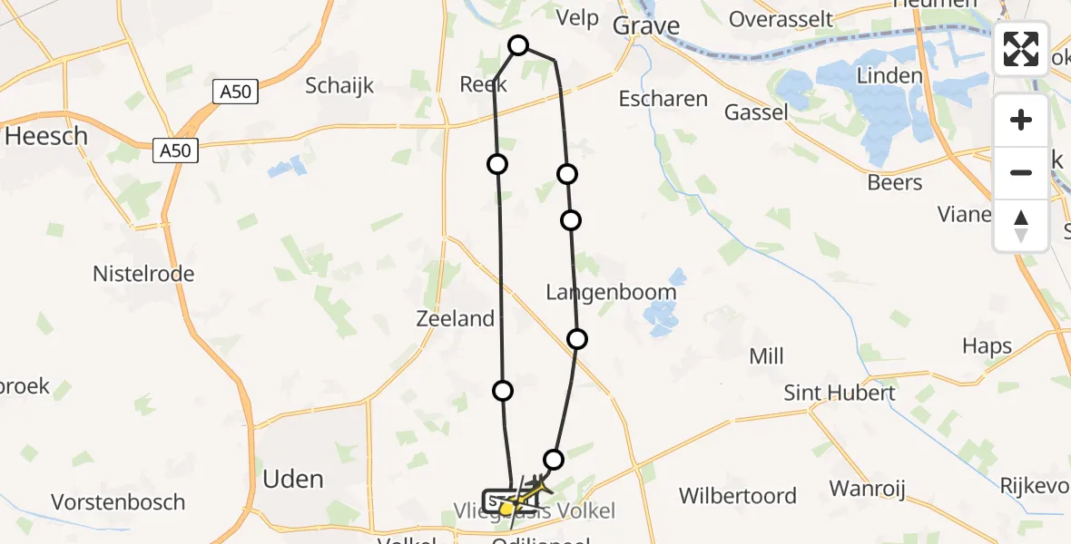 Routekaart van de vlucht: Lifeliner 3 naar Vliegbasis Volkel, Millsebaan