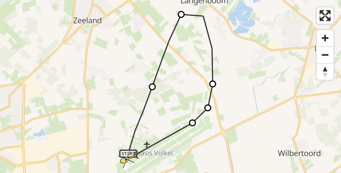 Routekaart van de vlucht: Lifeliner 3 naar Vliegbasis Volkel, Houtvennen