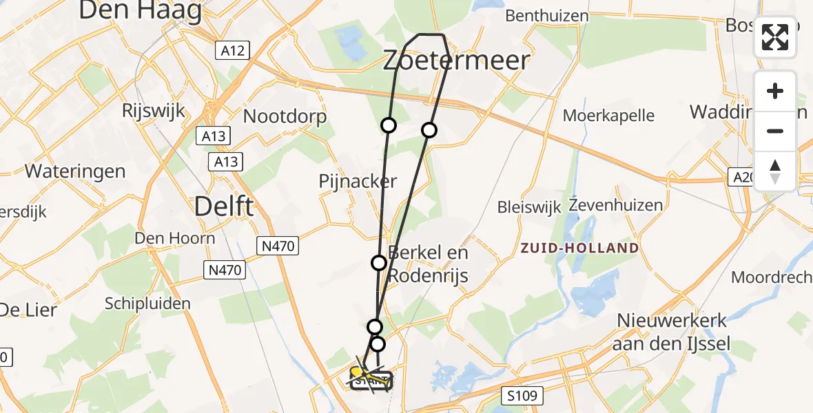 Routekaart van de vlucht: Lifeliner 2 naar Rotterdam The Hague Airport, Oude Bovendijk