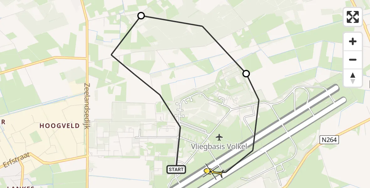 Routekaart van de vlucht: Lifeliner 3 naar Vliegbasis Volkel, Zeelandsedijk