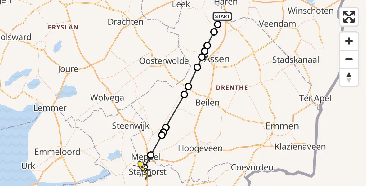 Routekaart van de vlucht: Lifeliner 4 naar Staphorst, Moespot