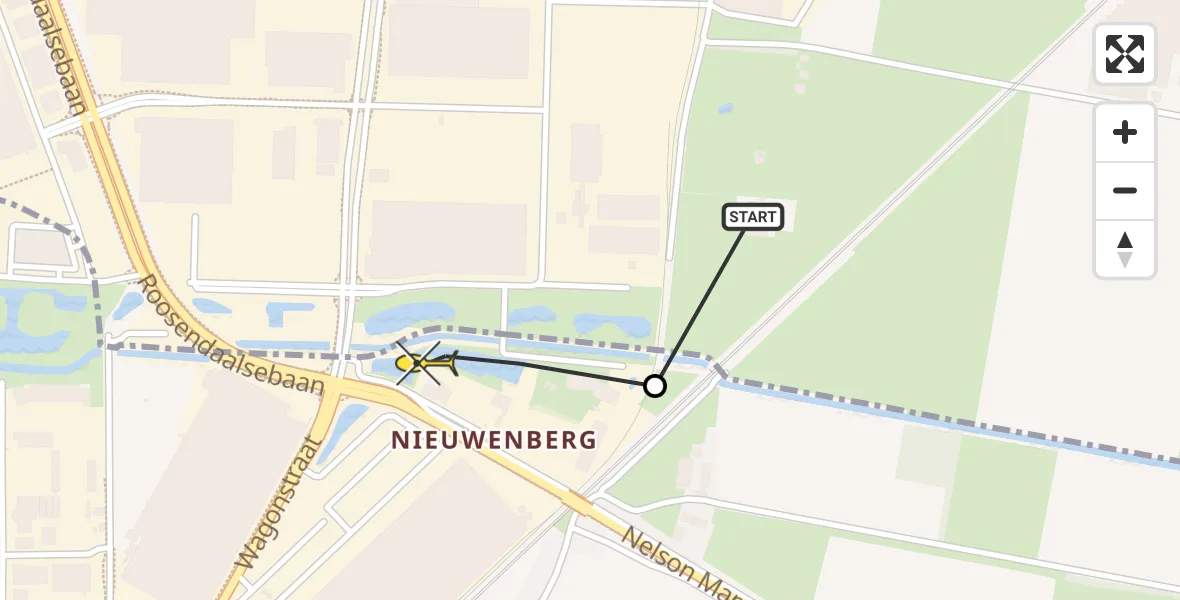 Routekaart van de vlucht: Lifeliner 2 naar Roosendaal, Nelson Mandelaweg