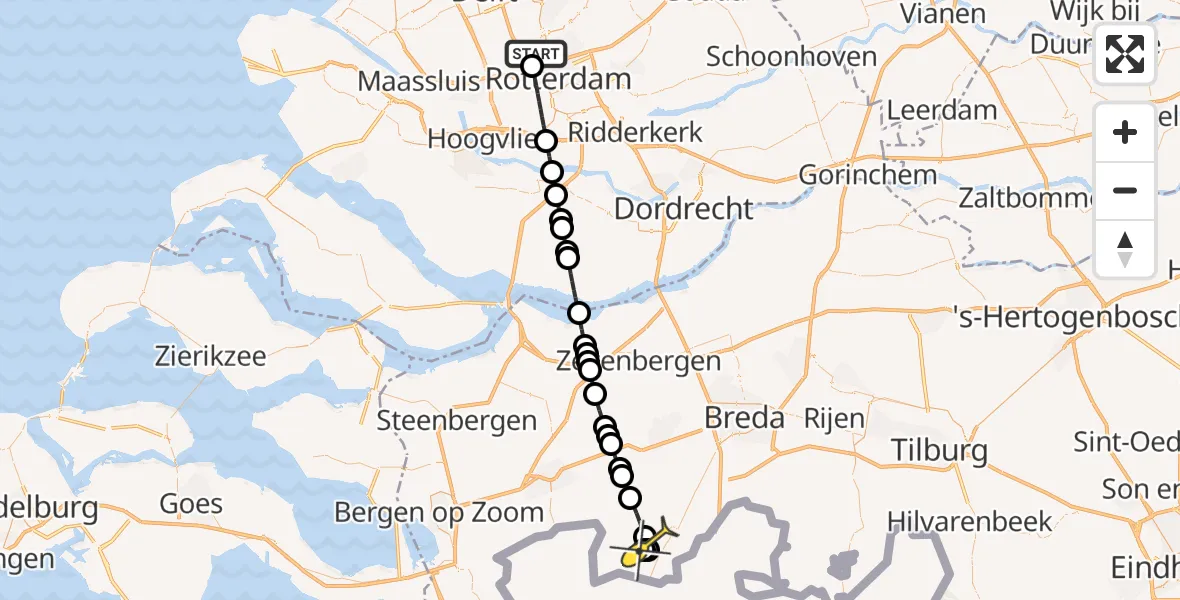Routekaart van de vlucht: Lifeliner 2 naar Zundert, Park de Buitenplaats