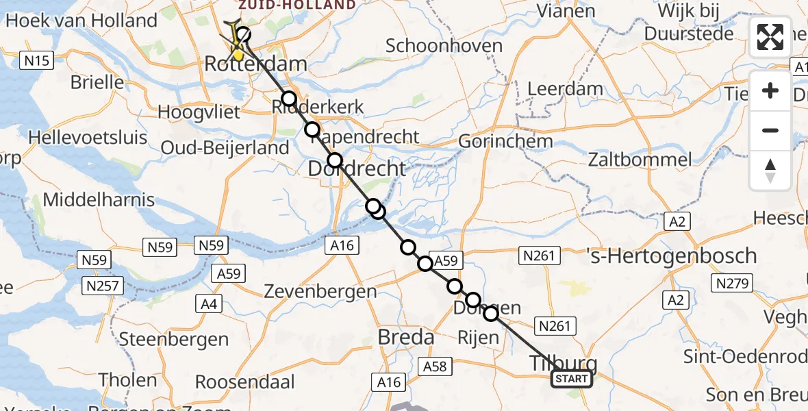 Routekaart van de vlucht: Lifeliner 2 naar Rotterdam The Hague Airport, Groenstraat