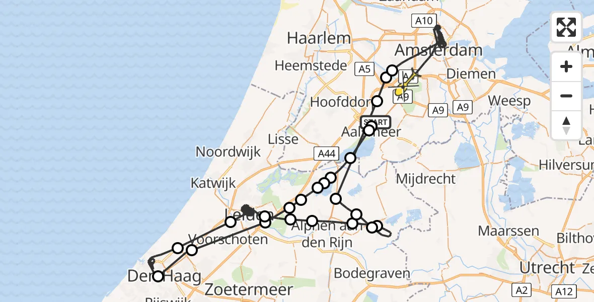 Routekaart van de vlucht: Politieheli naar Amsterdam, Brandewijnsloot