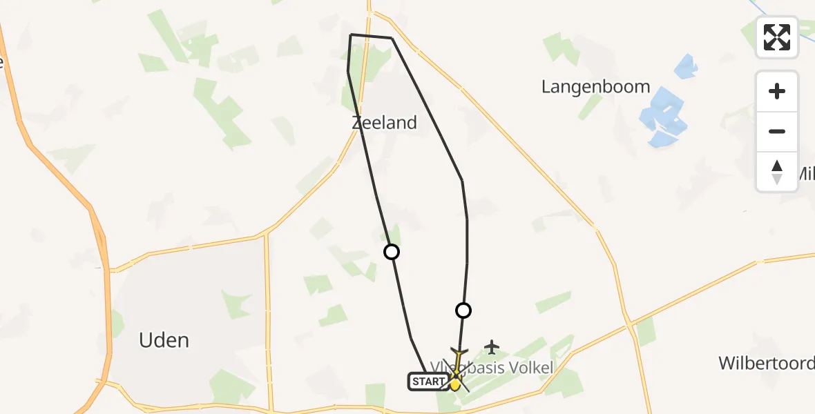 Routekaart van de vlucht: Lifeliner 3 naar Vliegbasis Volkel, Zeelandsedijk