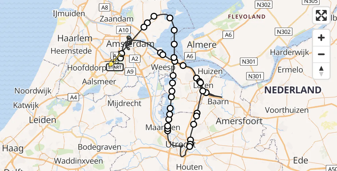 Routekaart van de vlucht: Politieheli naar Amsterdam, Heuveltocht