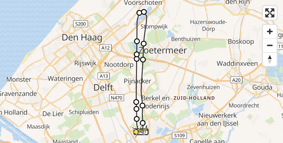 Routekaart van de vlucht: Lifeliner 2 naar Rotterdam The Hague Airport, Dahliahof