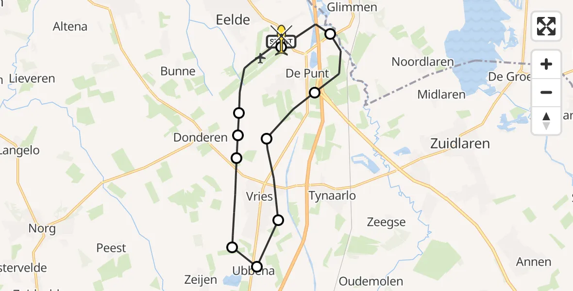 Routekaart van de vlucht: Lifeliner 4 naar Groningen Airport Eelde, Lugtenbergerweg