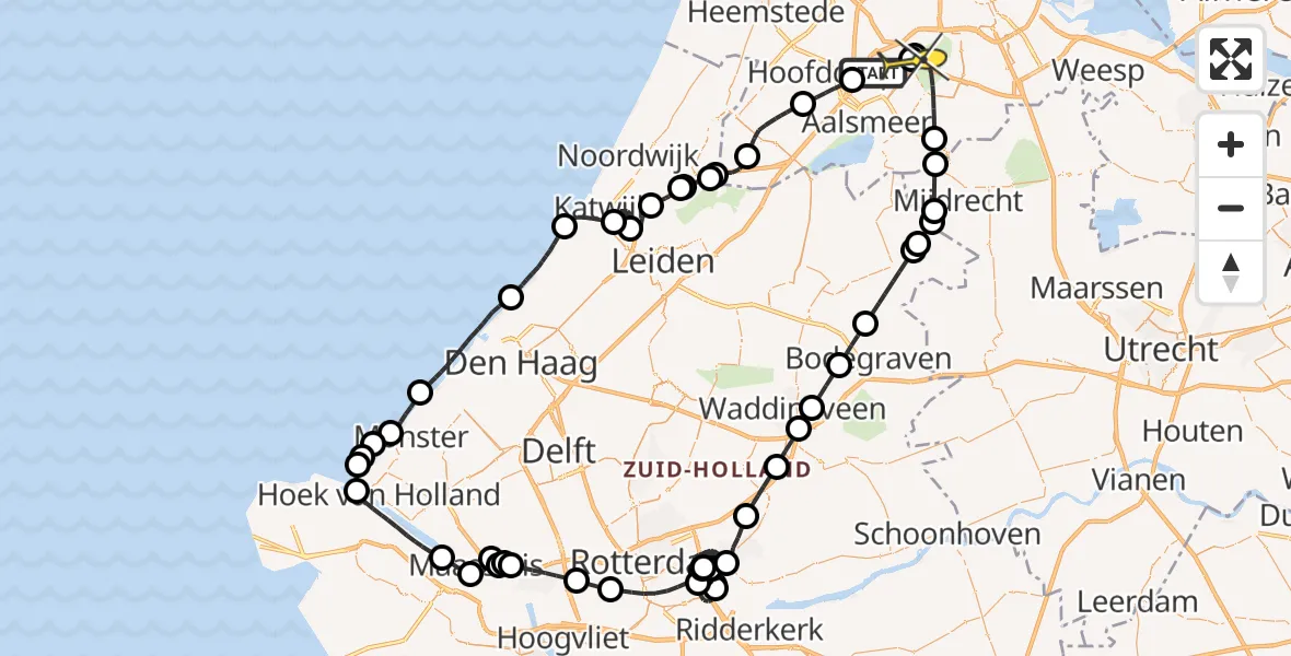 Routekaart van de vlucht: Politieheli naar Schiphol, Z