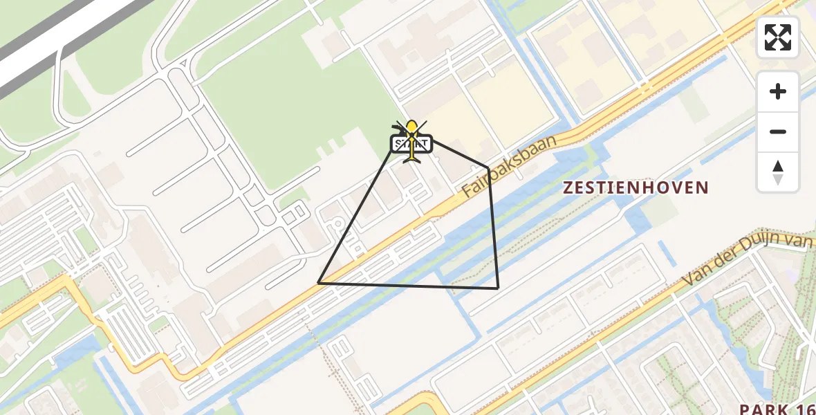 Routekaart van de vlucht: Lifeliner 2 naar Rotterdam The Hague Airport, Fairoaksbaan