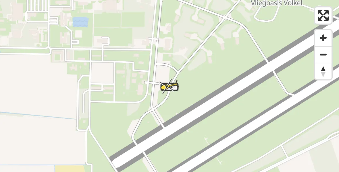 Vluchtroute Politiehelikopter van Vliegbasis Volkel naar Vliegbasis Volkel