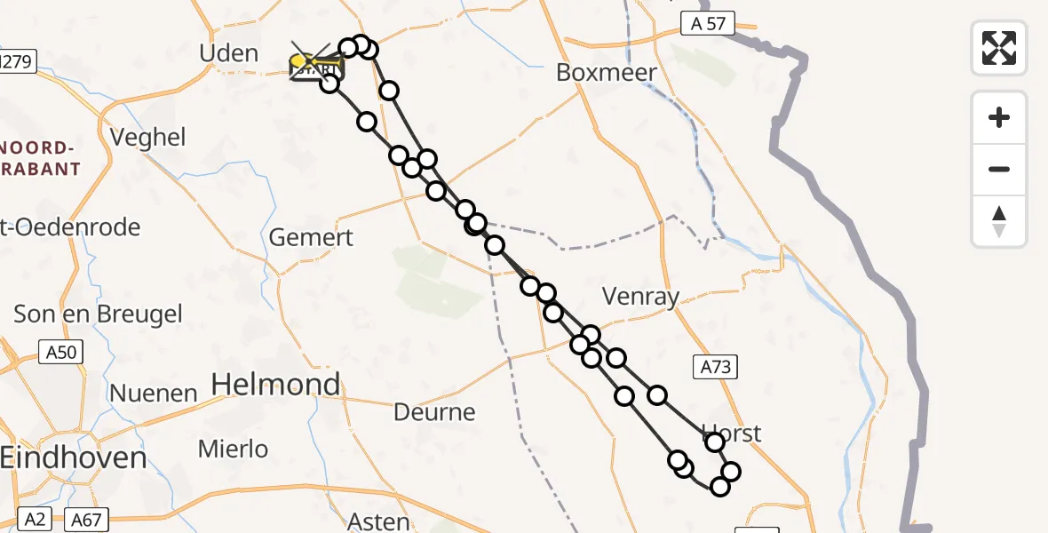 Routekaart van de vlucht: Lifeliner 3 naar Vliegbasis Volkel, Wikkestraat