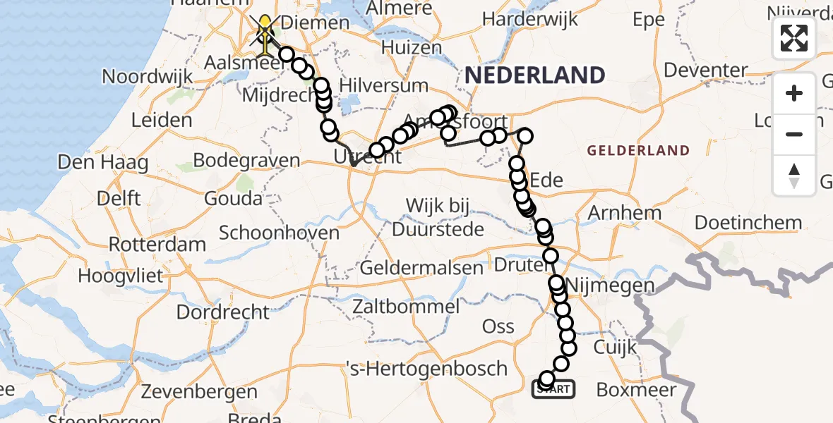 Routekaart van de vlucht: Politieheli naar Schiphol, Manenwolf