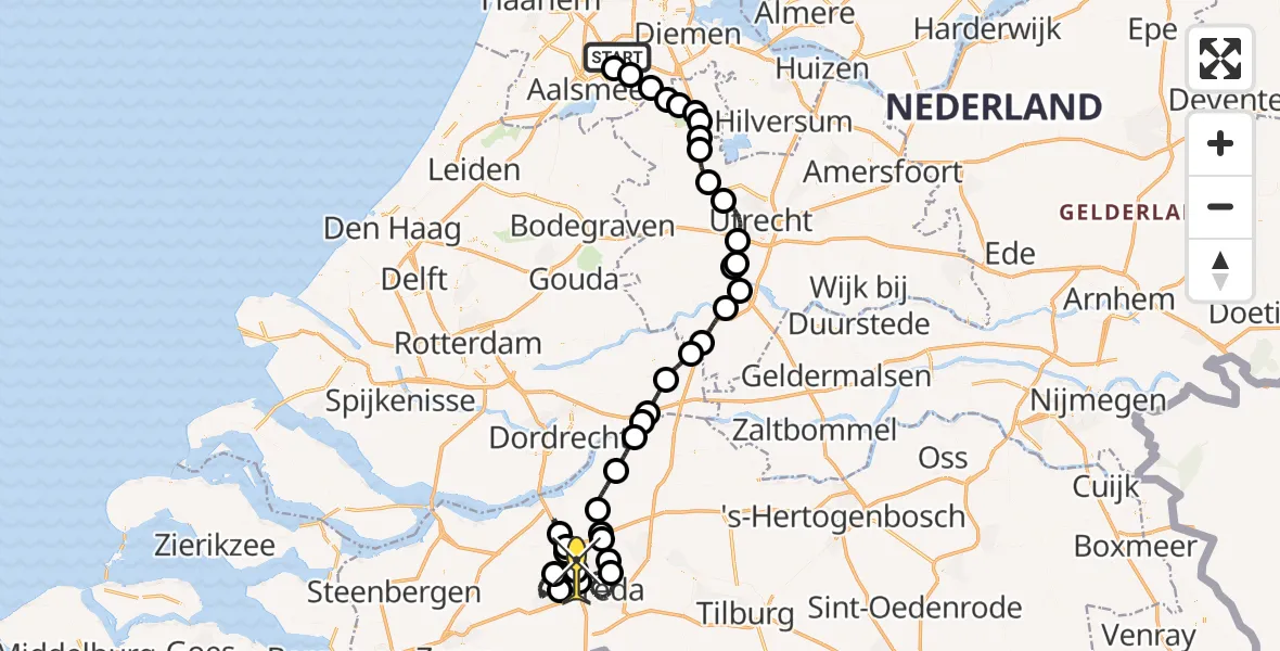 Routekaart van de vlucht: Politiehelikopter naar Breda, Westerkimweg