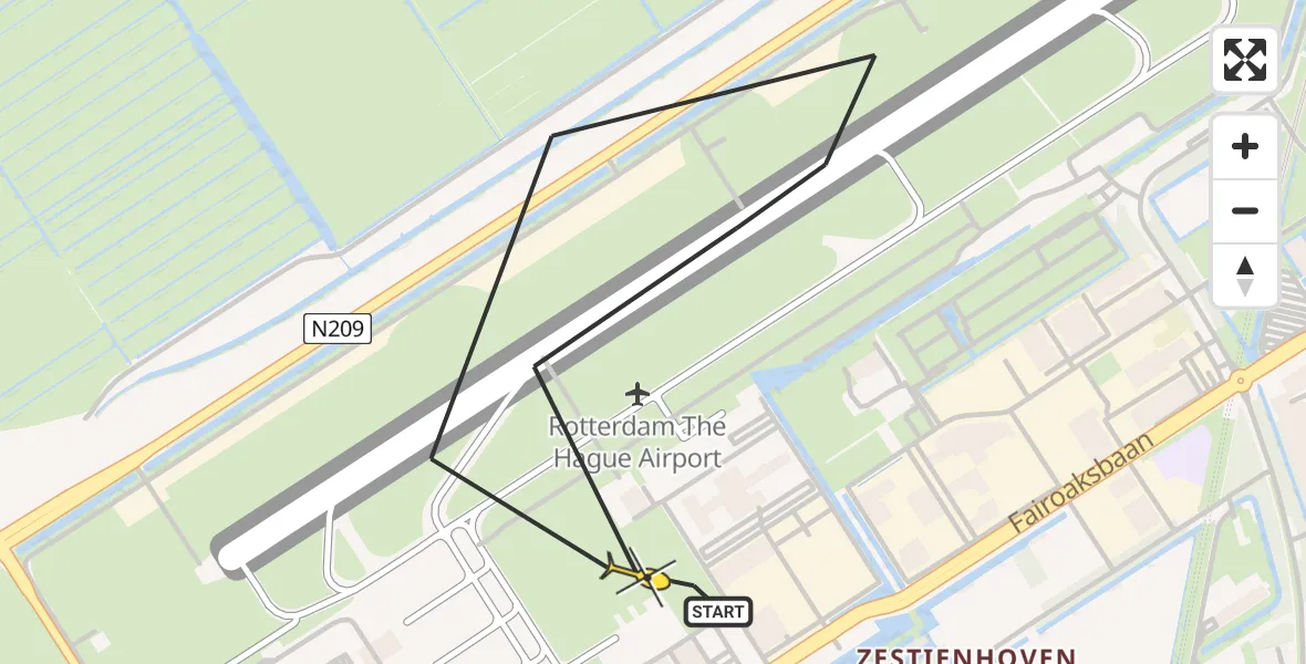 Routekaart van de vlucht: Lifeliner 2 naar Rotterdam The Hague Airport, Brandenburgbaan
