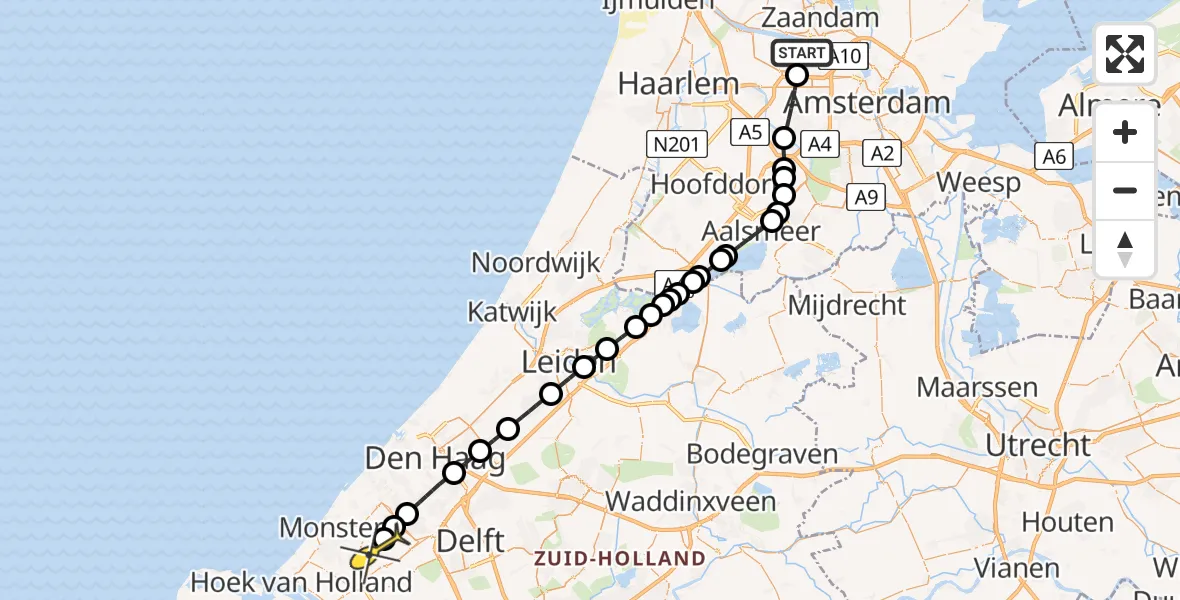 Routekaart van de vlucht: Lifeliner 1 naar Honselersdijk, Westpoort
