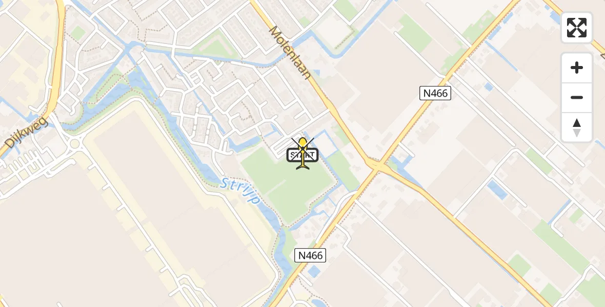 Routekaart van de vlucht: Lifeliner 1 naar Honselersdijk, Molenlaan