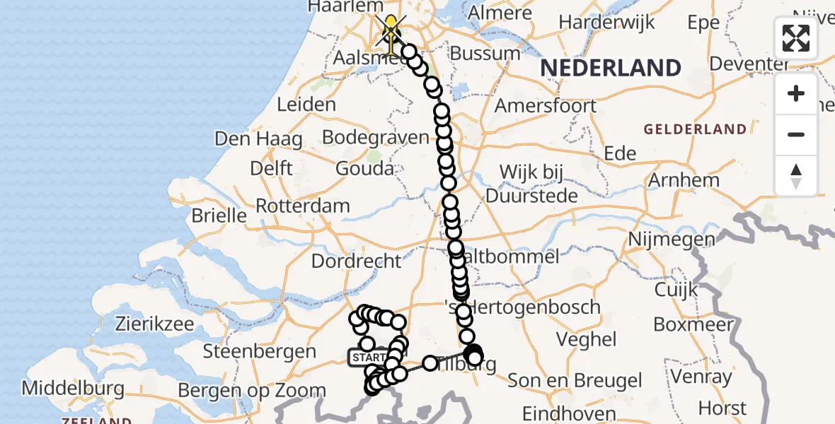 Routekaart van de vlucht: Politiehelikopter naar Schiphol, Walaardt Sacréstraat