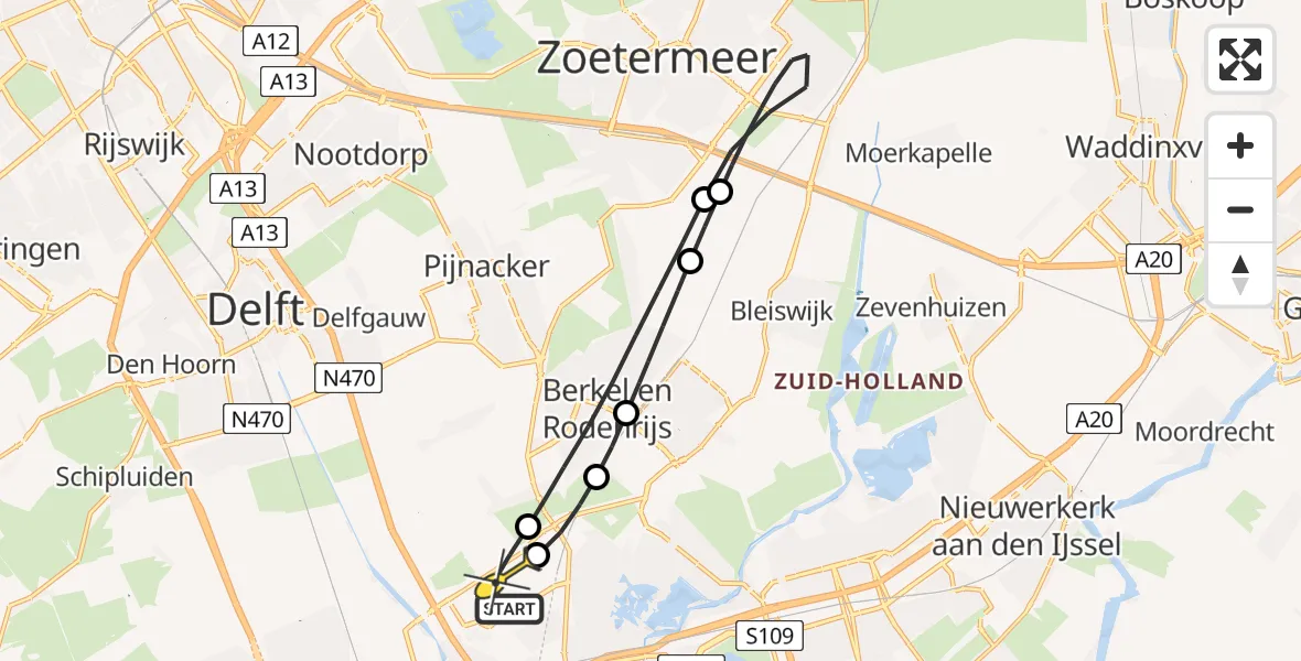 Routekaart van de vlucht: Lifeliner 2 naar Rotterdam The Hague Airport, Otterdijk