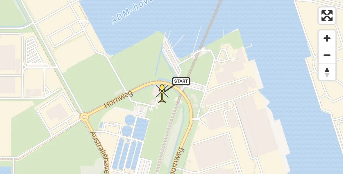 Routekaart van de vlucht: Lifeliner 1 naar Amsterdam Heliport, Hornweg