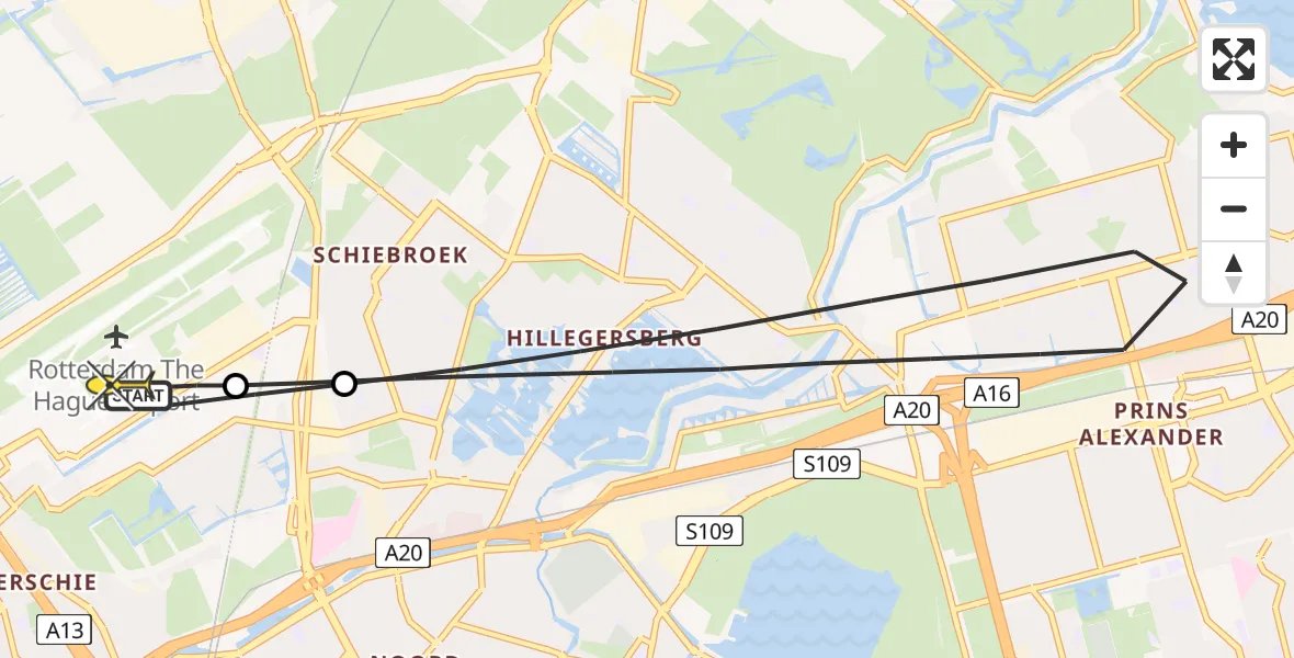 Routekaart van de vlucht: Lifeliner 2 naar Rotterdam The Hague Airport, Gilze-Rijenstraat