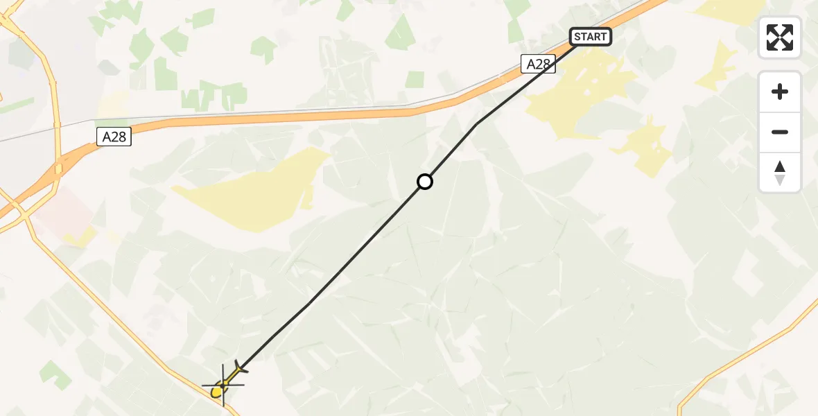 Routekaart van de vlucht: Politiehelikopter naar Harderwijk, Hierderweg