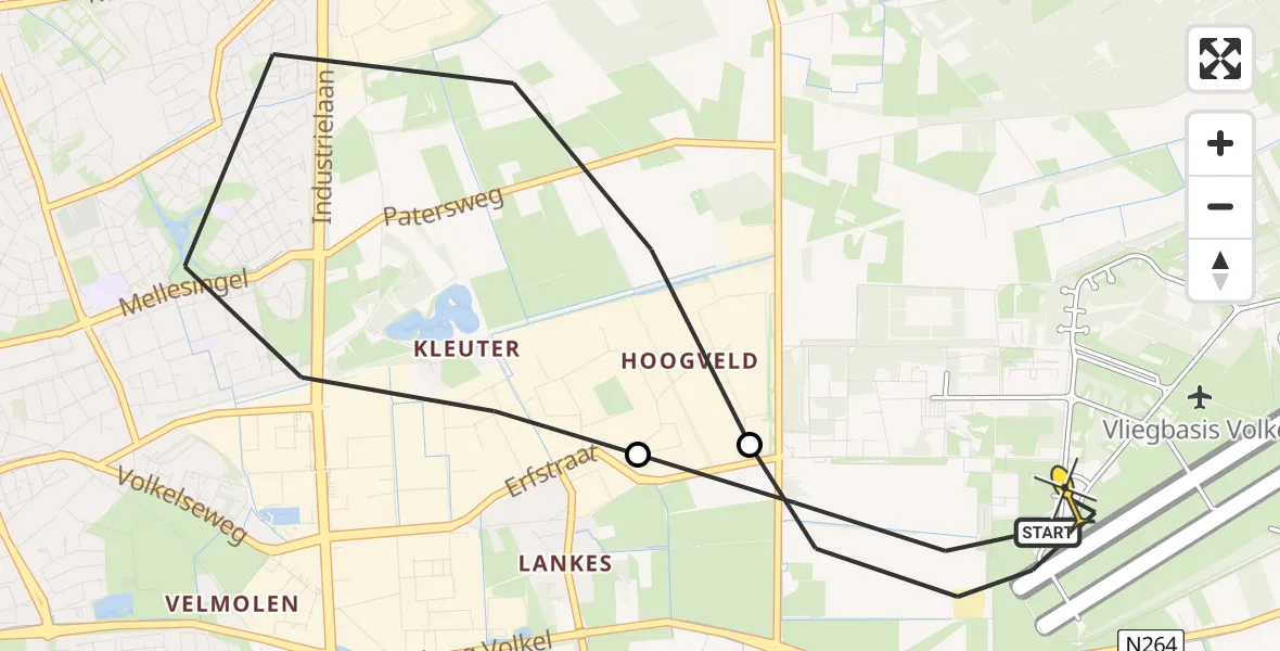 Routekaart van de vlucht: Lifeliner 3 naar Vliegbasis Volkel, BennetWallaby