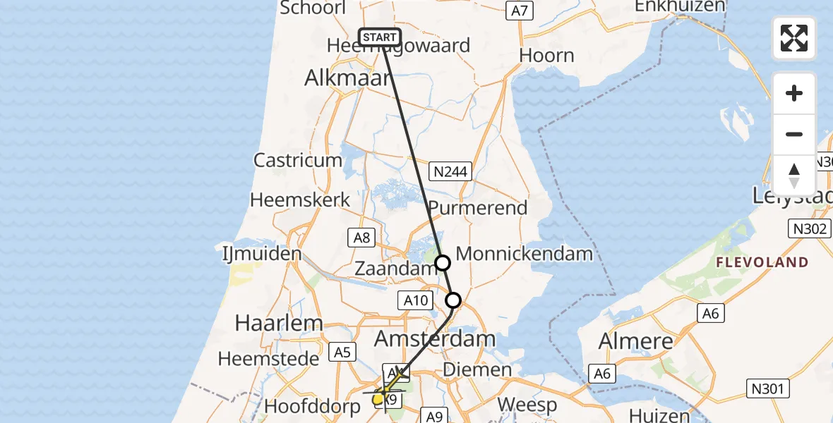 Routekaart van de vlucht: Politiehelikopter naar Badhoevedorp, Het Luijendijkje