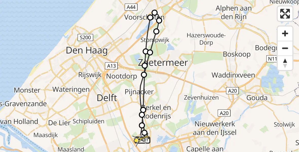 Routekaart van de vlucht: Lifeliner 2 naar Rotterdam The Hague Airport, Oude Bovendijk