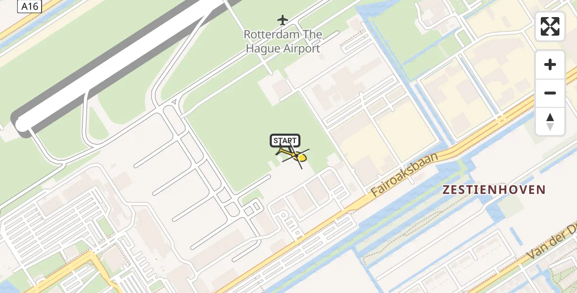 Vluchtroute Politiehelikopter van Rotterdam The Hague Airport naar Rotterdam The Hague Airport