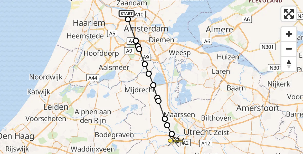 Routekaart van de vlucht: Lifeliner 1 naar Utrecht, Maltaweg