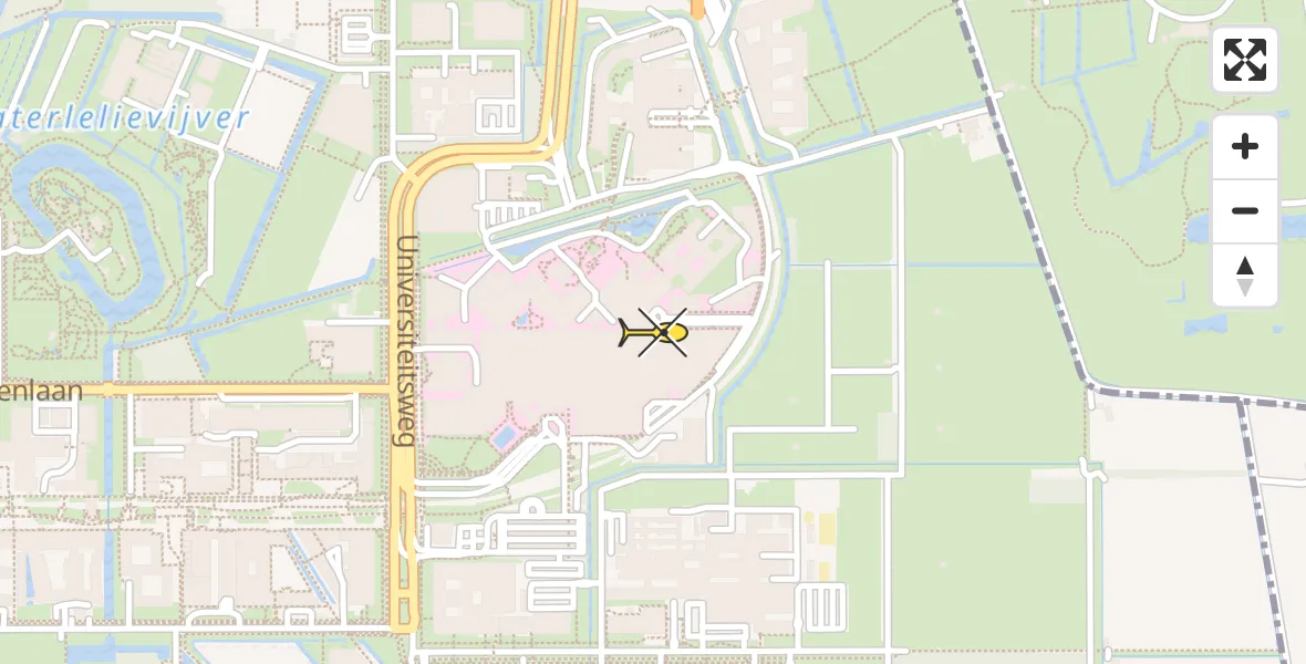 Routekaart van de vlucht: Lifeliner 1 naar Universitair Medisch Centrum Utrecht