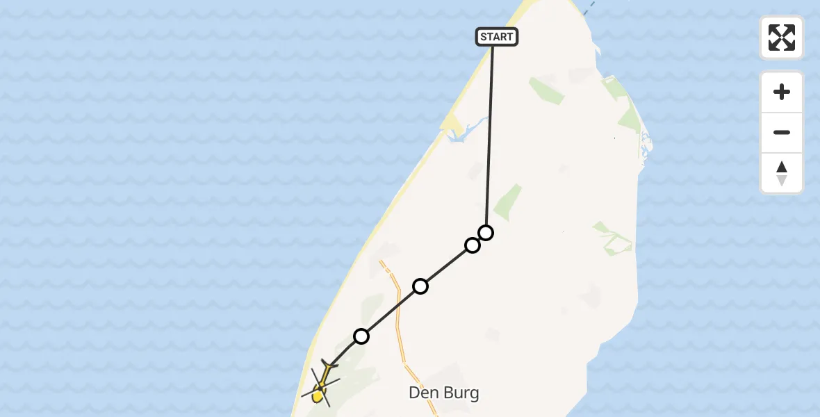 Routekaart van de vlucht: Politiehelikopter naar Den Burg, Postweg