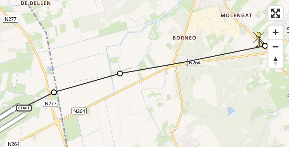 Routekaart van de vlucht: Lifeliner 3 naar Sint Hubert, Groespeelweg
