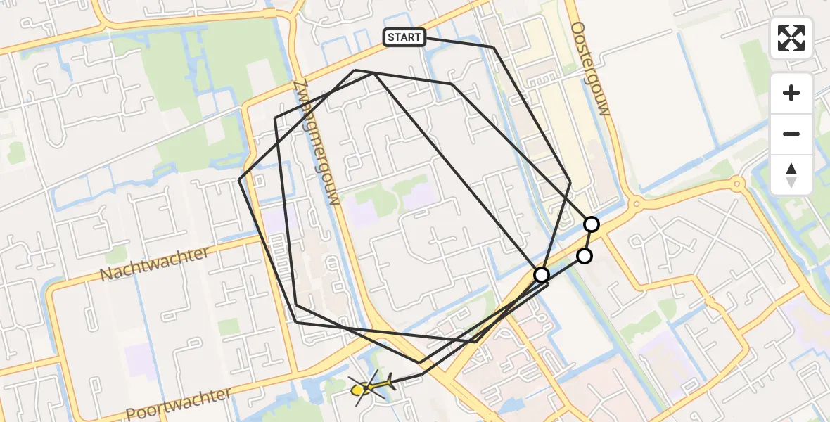 Routekaart van de vlucht: Politiehelikopter naar Hoorn, Postiljon