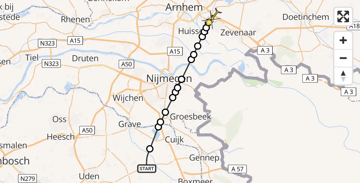 Routekaart van de vlucht: Lifeliner 3 naar Duiven, Brandsestraat