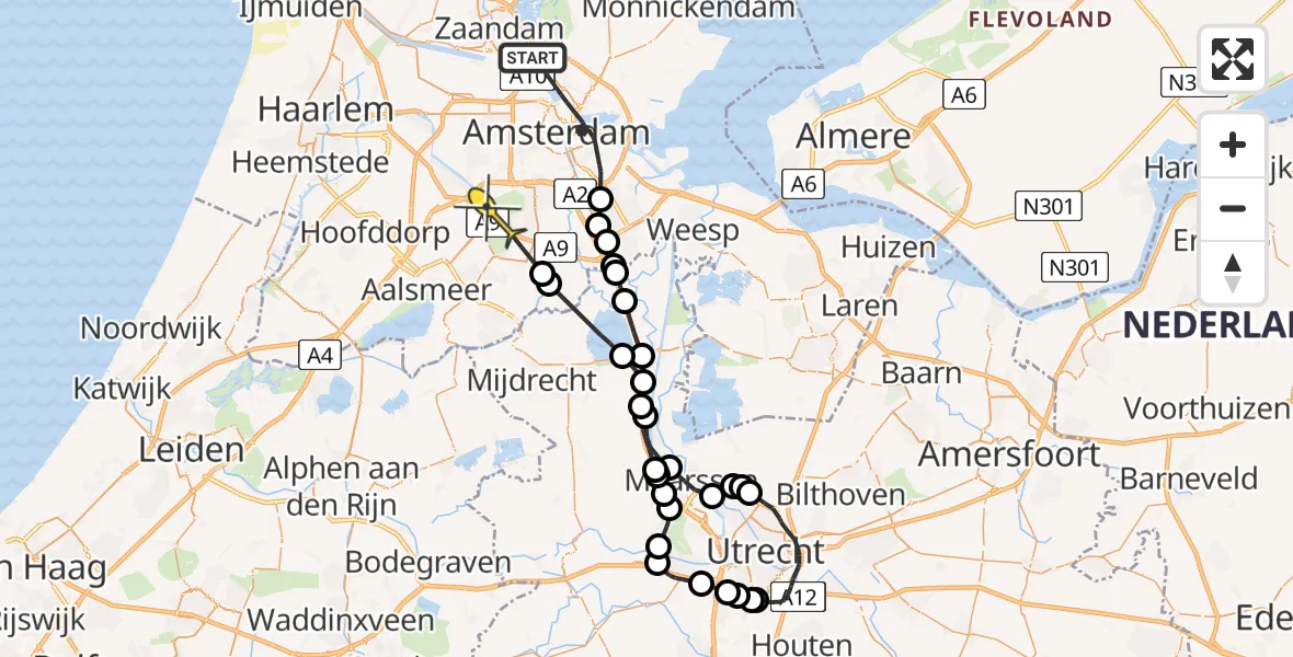 Routekaart van de vlucht: Politieheli naar Amstelveen, Schutterweg