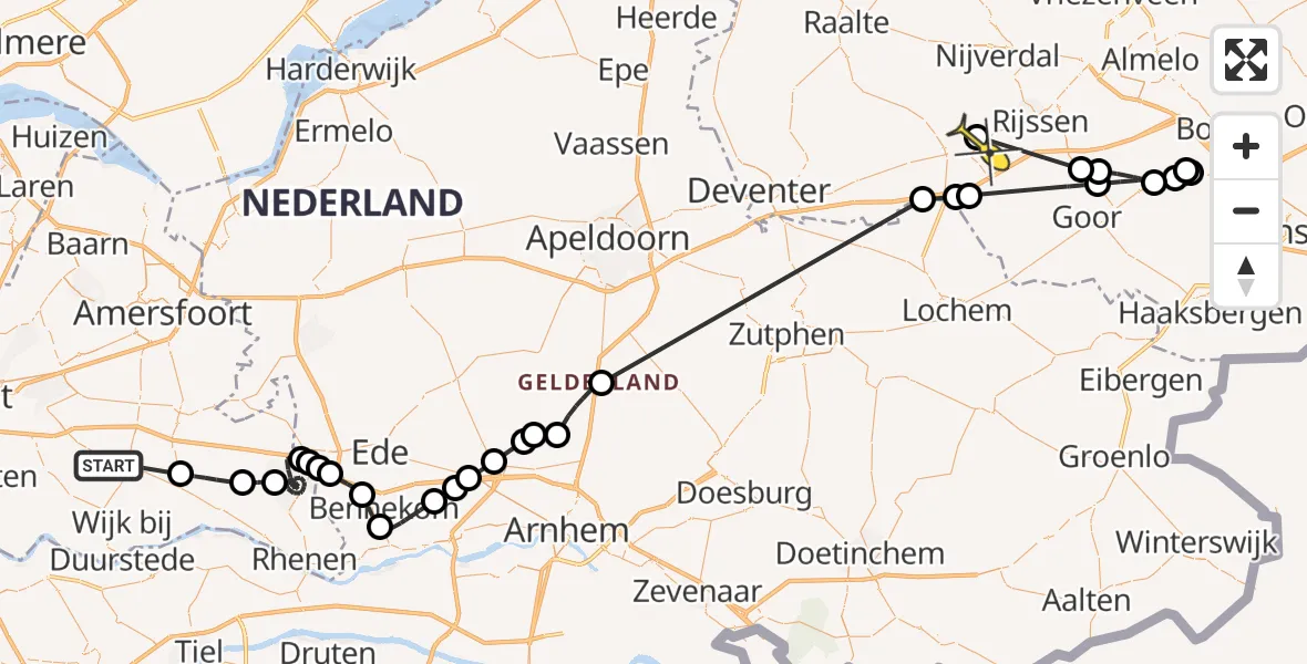 Routekaart van de vlucht: Politiehelikopter naar Holten, Gezichtslaan
