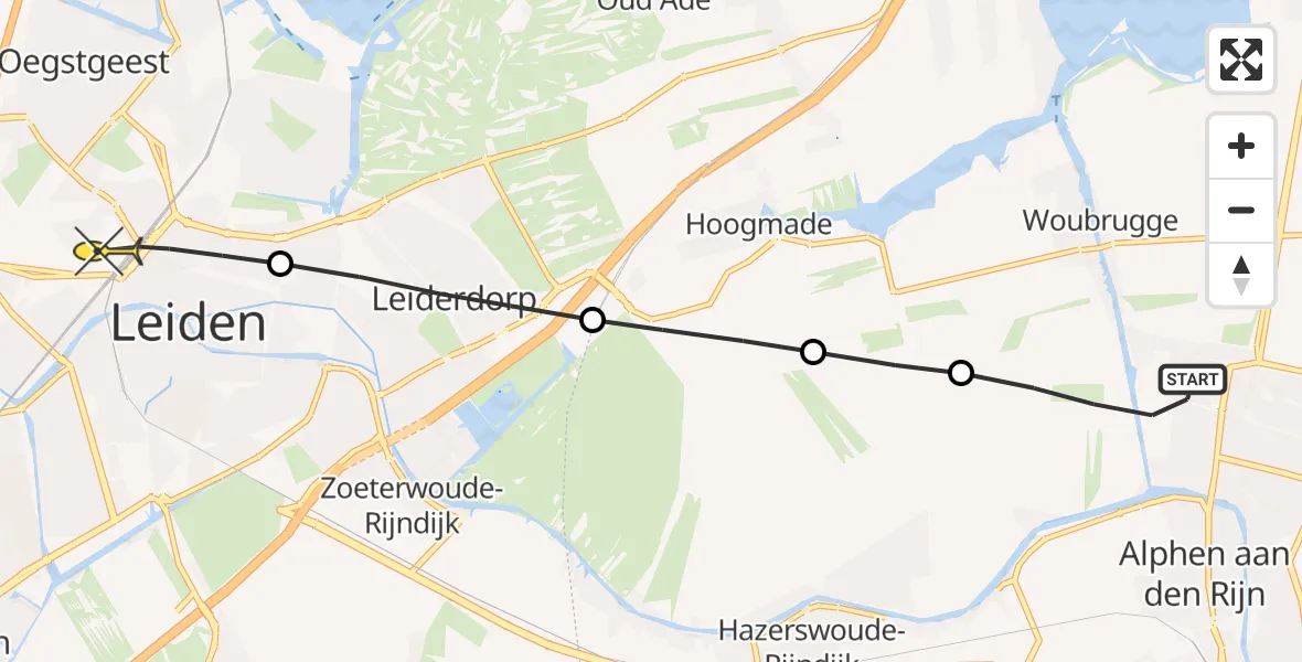 Routekaart van de vlucht: Lifeliner 2 naar Leiden, Ringdijk