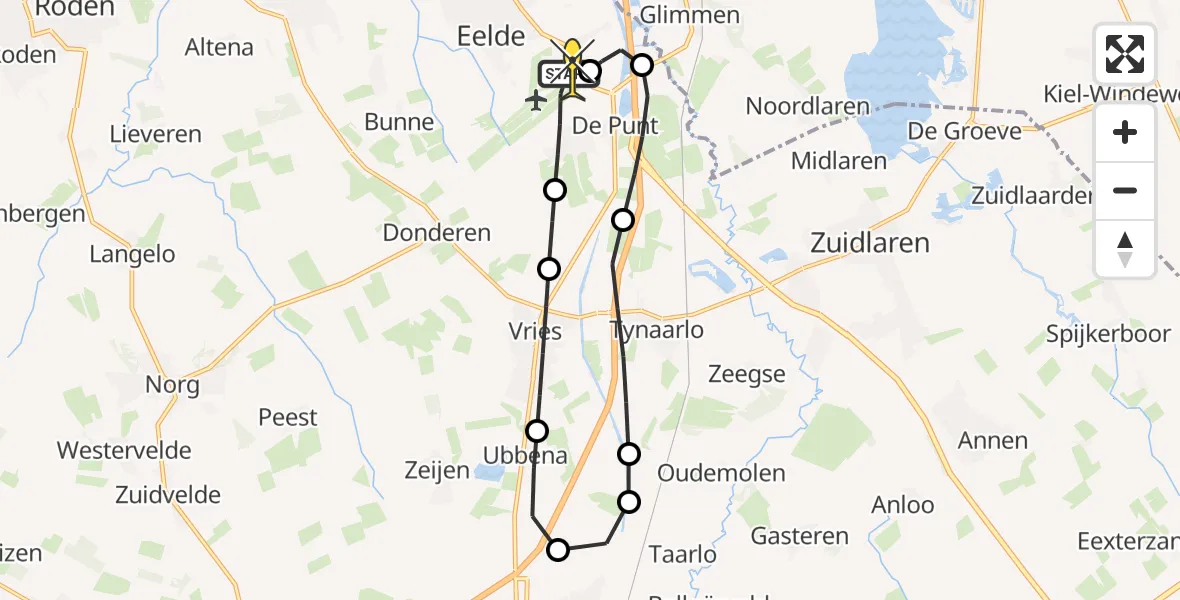 Routekaart van de vlucht: Lifeliner 4 naar Groningen Airport Eelde, Vissersweg