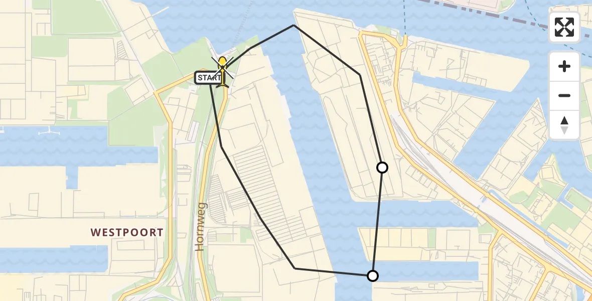 Routekaart van de vlucht: Lifeliner 1 naar Amsterdam Heliport, Maltaweg