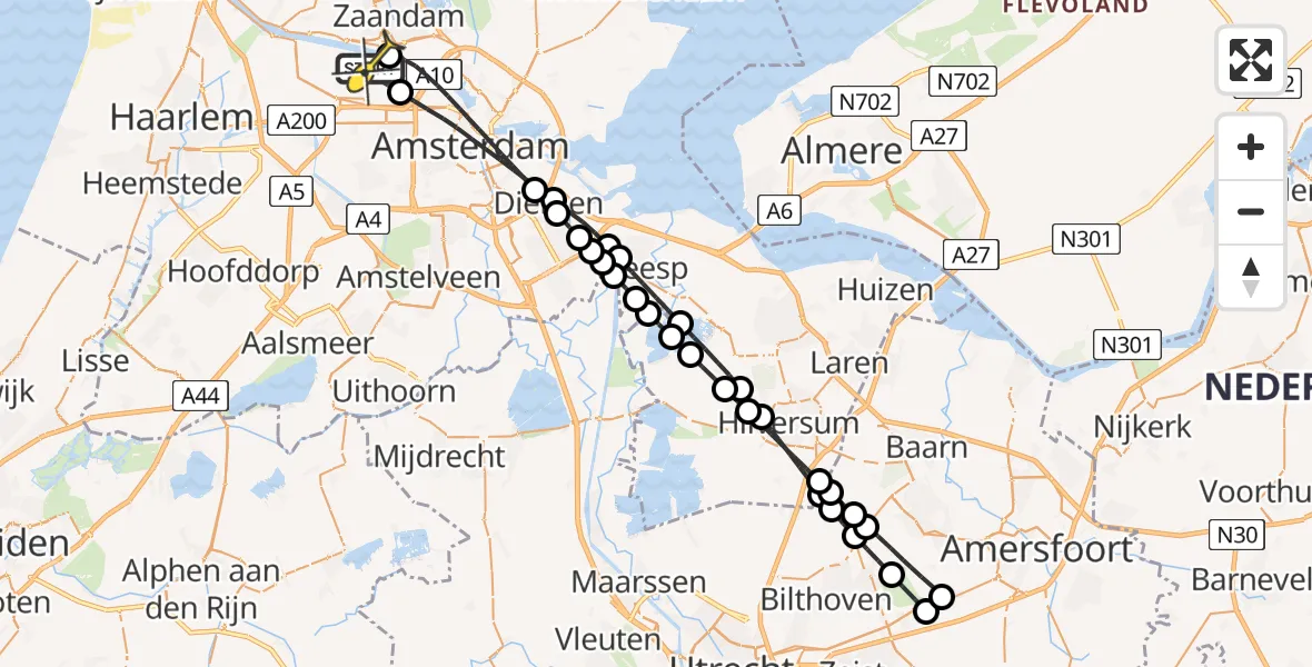 Routekaart van de vlucht: Lifeliner 1 naar Amsterdam Heliport, Maltaweg