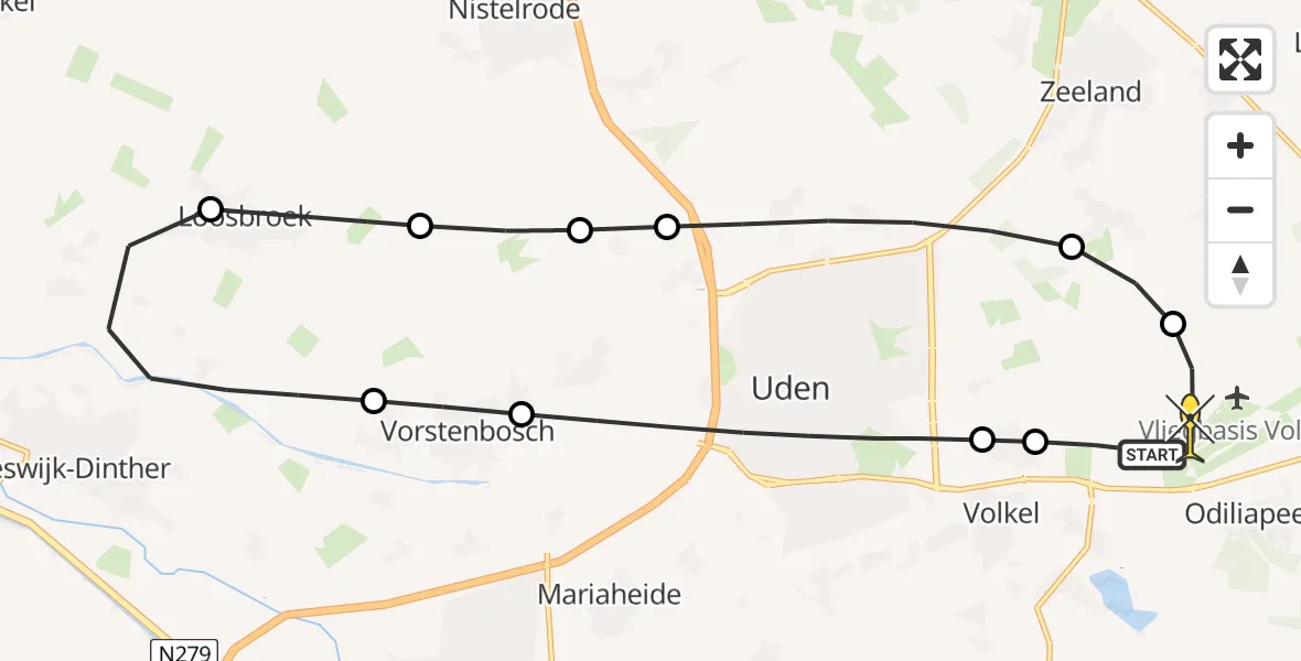 Routekaart van de vlucht: Lifeliner 3 naar Vliegbasis Volkel, Kromstraat