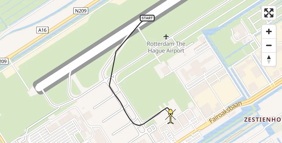 Routekaart van de vlucht: Kustwachthelikopter naar Rotterdam The Hague Airport, Fornebubaan