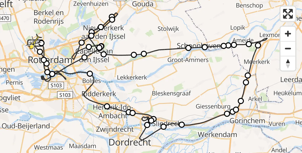 Routekaart van de vlucht: Politieheli naar Rotterdam The Hague Airport, Terletweg
