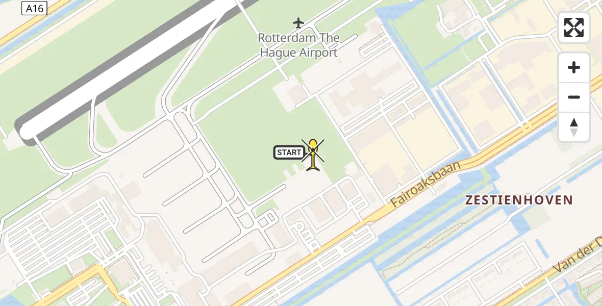 Vluchtroute Politiehelikopter van Rotterdam The Hague Airport naar Rotterdam The Hague Airport