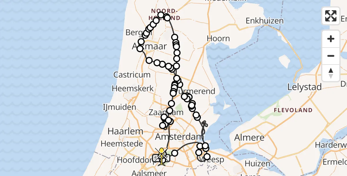 Vluchtroute Politiehelikopter van Schiphol naar Schiphol