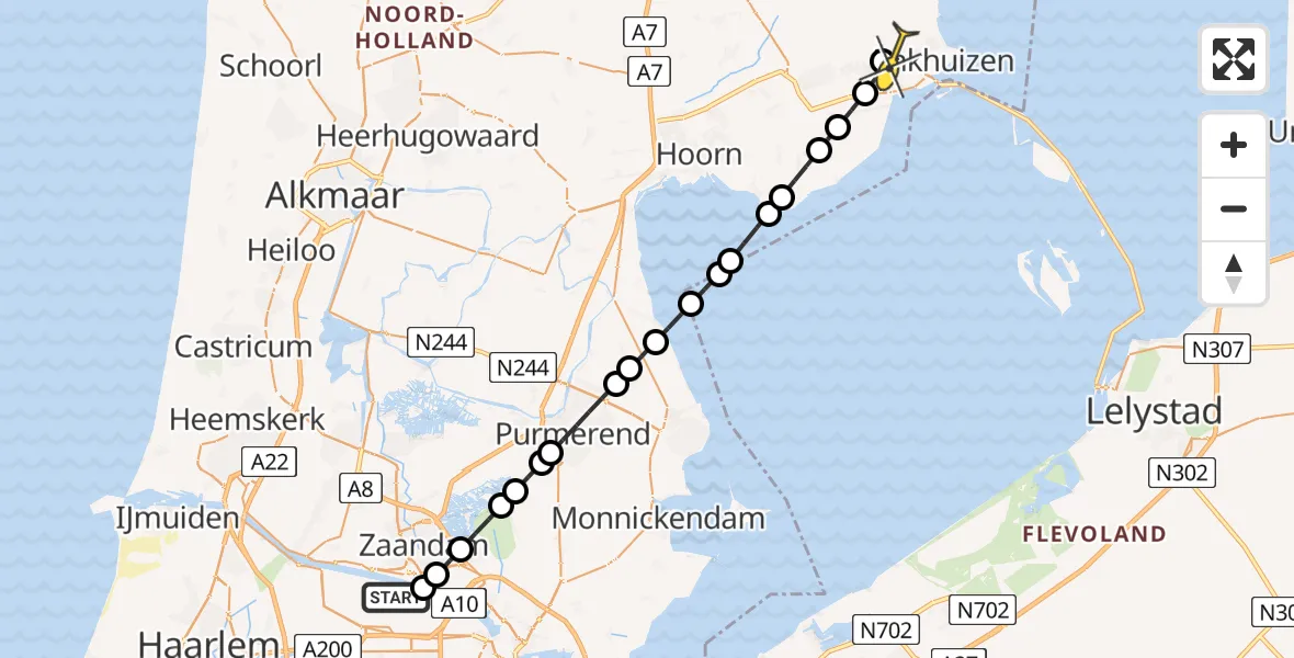 Routekaart van de vlucht: Lifeliner 1 naar Bovenkarspel, Lipariweg