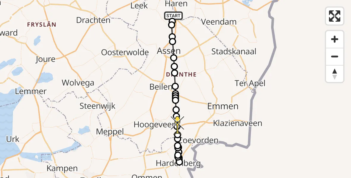 Routekaart van de vlucht: Lifeliner 4 naar Geesbrug, Vissersweg